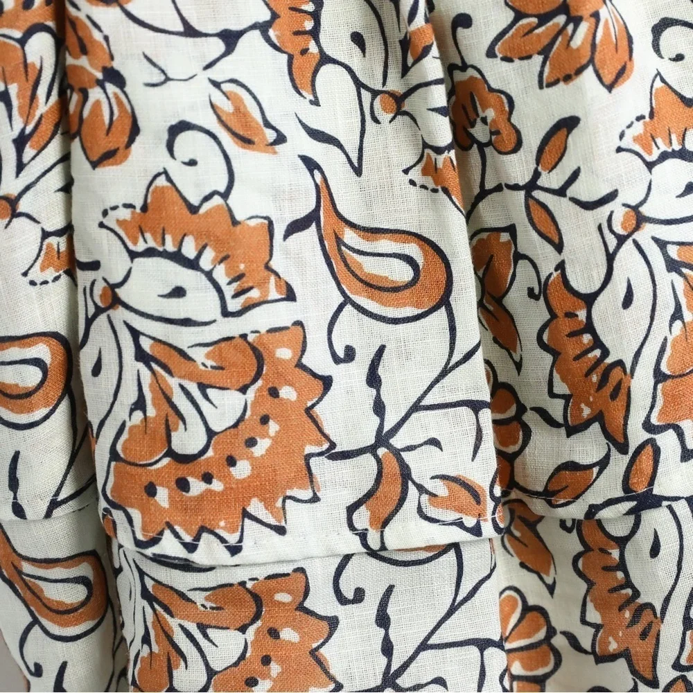 NWT Le Ragazze made in Italy 100% linen top M tiered floral print cottagecore - Picture 13 of 14